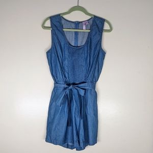Alya Blue Chambray Cotton Romper